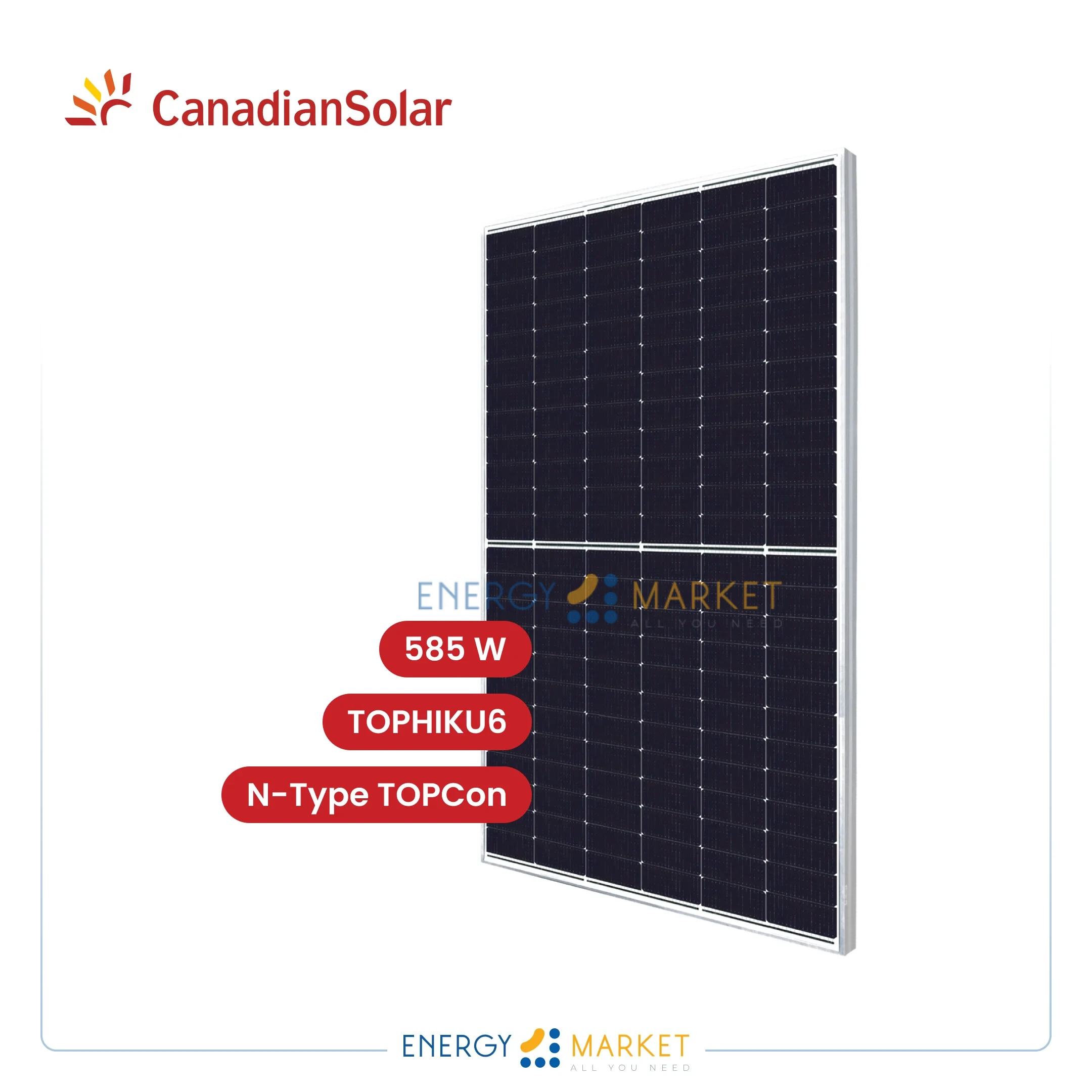 Panneaux solaire 560 W ~ 585 W Canadian Solar N-type TOPCon Technology